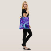 Paarse, blauwe, roze Bokeh Marmer Fluid Art Tote Bag (Op model)