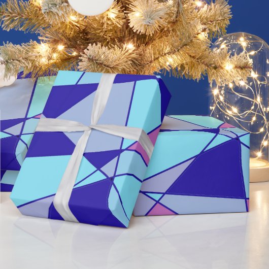 Paarse blauwe roze driehoek abstract cadeaupapier (Feestdagen)