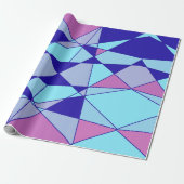 Paarse blauwe roze driehoek abstract cadeaupapier (Uitgerold)