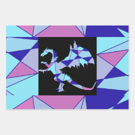 Paarse blauwe roze driehoek abstract inpakpapier vel