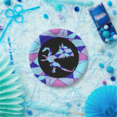 Paarse blauwe roze driehoek abstract papieren bordje (Feest)