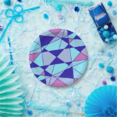 Paarse blauwe roze driehoek abstract papieren bordje (Feest)