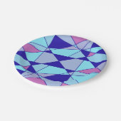 Paarse blauwe roze driehoek abstract papieren bordje (Gekanteld)