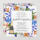 Paarse Blauwe Roze Floral Brunch & Bubble Shower Kaart (Voorkant / Achterkant)