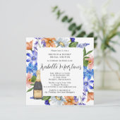 Paarse Blauwe Roze Floral Brunch & Bubble Shower Kaart (Staand voorkant)