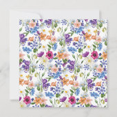 Paarse Blauwe Roze Floral Brunch & Bubble Shower Kaart (Achterkant)