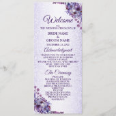 Paarse blauwe roze Floral Glitter Elegant Wedding Programmakaart (Voorkant)