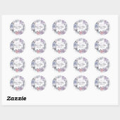 Paarse blauwe roze Floral Wreath Wedding Ronde Sticker (Vel)