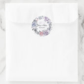 Paarse blauwe roze Floral Wreath Wedding Ronde Sticker (Tas)