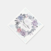 Paarse blauwe roze Floral Wreath Wedding Servet (Hoek)