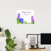 Paarse blauwe roze Happy Noroz Hyacinth Flowers Poster (Thuiskantoor)