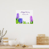 Paarse blauwe roze Happy Noroz Hyacinth Flowers Poster (Keuken)