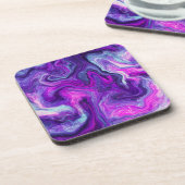 Paarse, blauwe, roze, lichtvochtige kunst bier onderzetter (Linkerzijde)