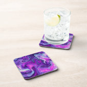 Paarse, blauwe, roze, lichtvochtige kunst bier onderzetter (Rechterzijde)