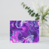 Paarse, blauwe, roze, lichtvochtige kunst briefkaart (Staand voorkant)