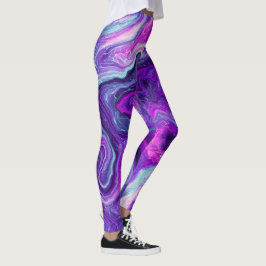 Paarse, blauwe, roze, lichtvochtige kunst leggings
