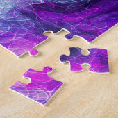 Paarse, blauwe, roze, lichtvochtige kunst legpuzzel (Zijkant)