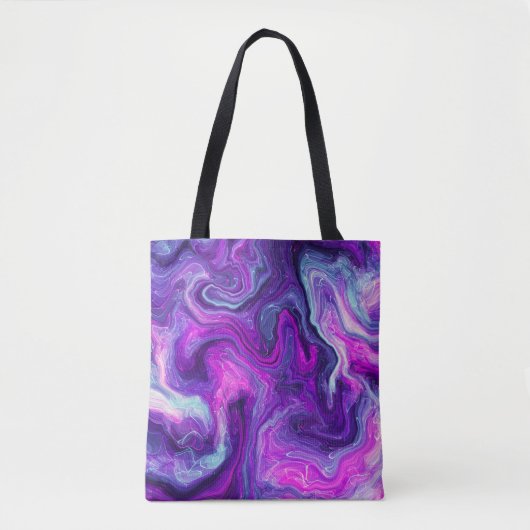 Paarse, blauwe, roze, lichtvochtige kunst tote bag (Voorkant)