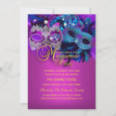 Paarse Blauwe Roze Masquerade Party Kaart (Voorkant)