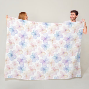 Paarse Blauwe Roze Meisjesachtige Bloemen Fleece Deken