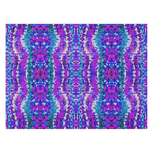 Paarse blauwe roze mozaïekTegel Patroon Tablecloth Tafelkleed (Voorkant (Horizontaal))