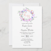 Paarse, Blauwe, Roze, Perzik Rozen Trouwkrans Kaart (Voorkant)