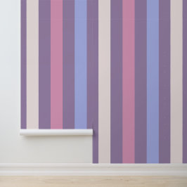 Paarse Blauwe Roze Strepen Accent Behang