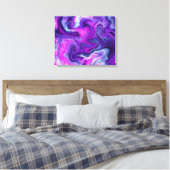 Paarse, blauwe, roze vochtige kunst canvas afdruk (Insitu (Slaapkamer))