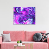 Paarse, blauwe, roze vochtige kunst canvas afdruk (Insitu (Woonkamer))