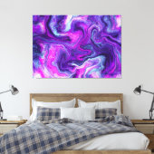 Paarse, blauwe, roze vochtige kunst canvas afdruk (Insitu (Slaapkamer))