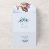 Paarse & Blauwe Rozen  All In One Trouw Uitnodigin Uitnodiging (Buitenkant)