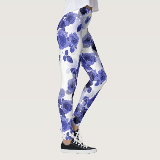 Paarse Blauwe Rozen Leggings (Rechts)