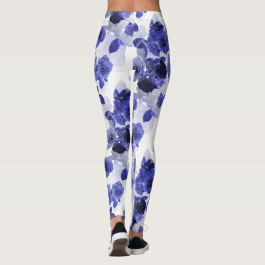 Paarse Blauwe Rozen Leggings (Achterkant)