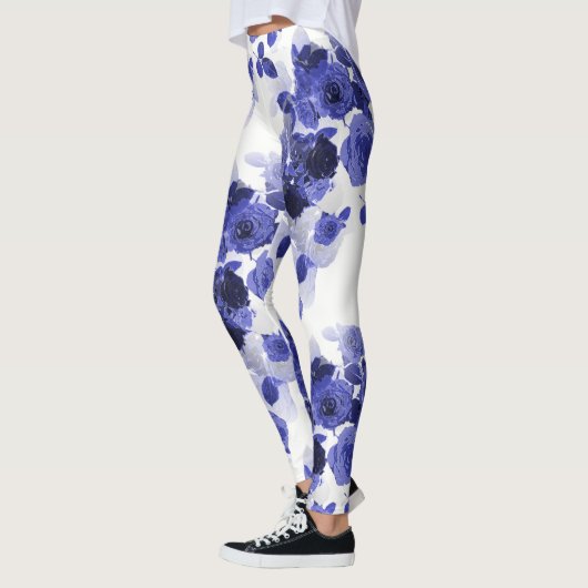 Paarse Blauwe Rozen Leggings (Links)