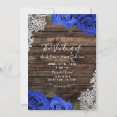 Paarse blauwe Rozen Rustic Wood Weddenschap Kaart (Voorkant)