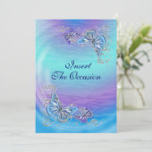 Paarse blauwe rsvp bruiloft verloving kaart (Staand voorkant)