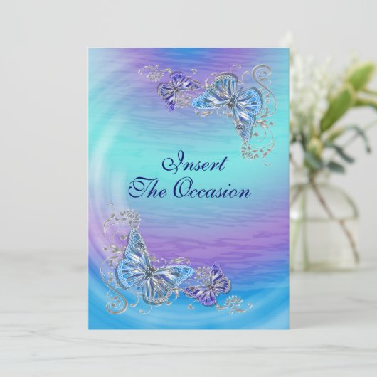 Paarse blauwe rsvp bruiloft verloving kaart (Staand voorkant)