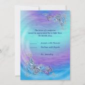 Paarse blauwe rsvp bruiloft verloving kaart (Achterkant)