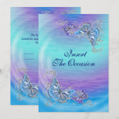 Paarse blauwe rsvp bruiloft verloving kaart (Voorkant / Achterkant)