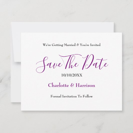 Paarse Blauwe Schotse Tartan Plaid Bruiloft Save The Date (Voorkant)