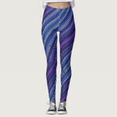 Paarse Blauwe Schuine Strepen Cool Levendig Uniek Leggings (Voorkant)