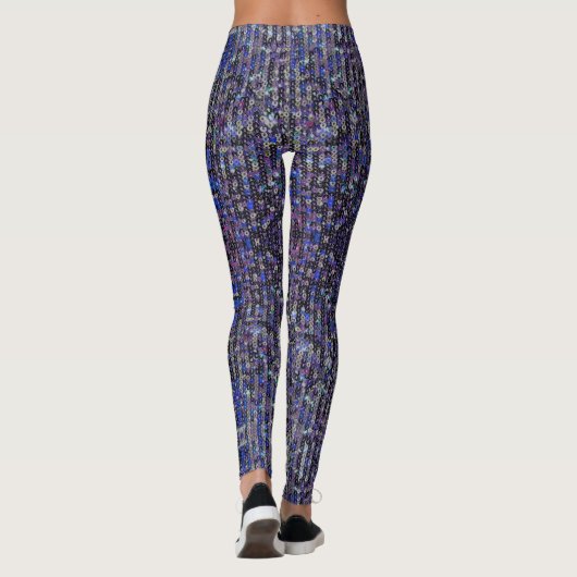Paarse blauwe sequenties | spartelpatroon   leggings (Achterkant)