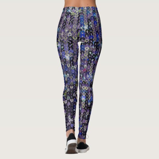 Paarse blauwe sequenties | Spatbord Leggings (Achterkant)