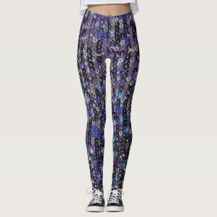 Paarse blauwe sequenties Spatbord Leggings