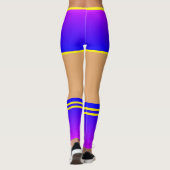 Paarse Blauwe Shorts & Sokken - Gele Gestreepte Sp Leggings (Achterkant)