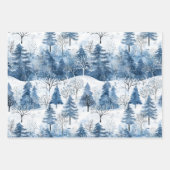 Paarse Blauwe Sneeuwwinterbomen Inpakpapier Vel (Voorkant 3)