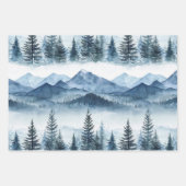 Paarse Blauwe Sneeuwwinterbomen Inpakpapier Vel (Voorkant 2)