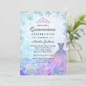 Paarse Blauwe Sparkle Sneeuwvlokken Winter Quincea Kaart (Staand voorkant)