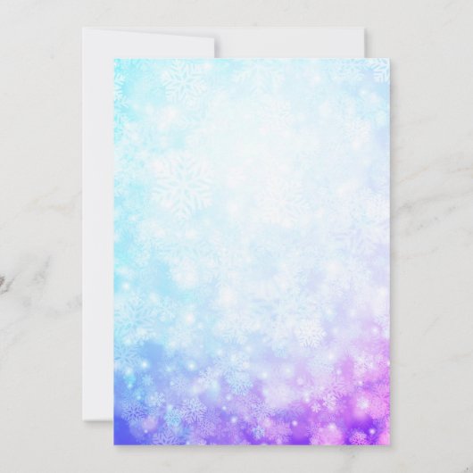 Paarse Blauwe Sparkle Sneeuwvlokken Winter Quincea Kaart (Achterkant)