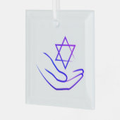 Paarse/blauwe ster van David Glass Ornament (Voorkant links)